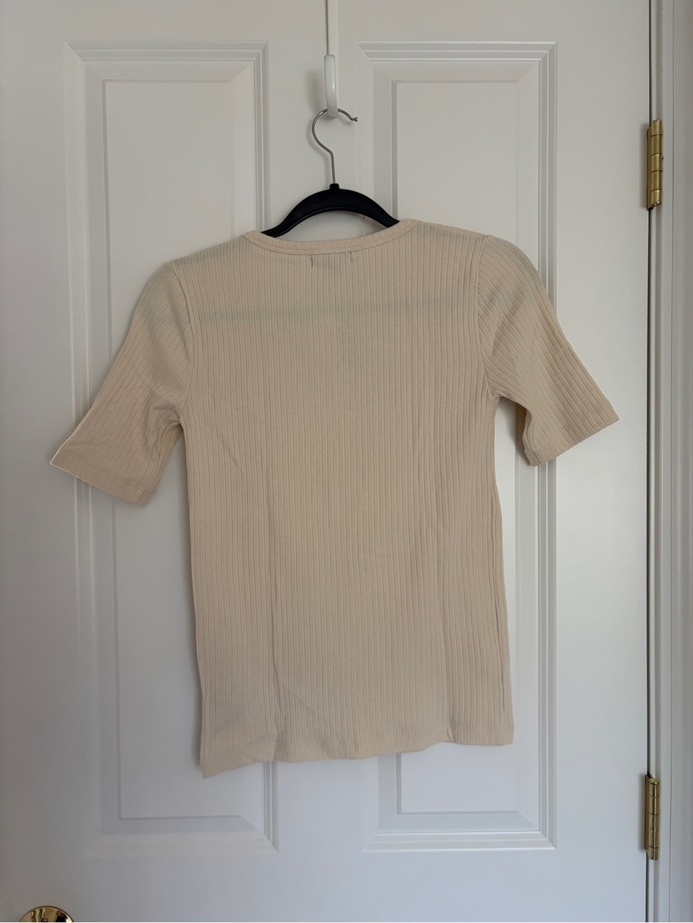 J. Crew Cream Ribbed Short-Sleeve Henley Top - Picture 2 of 5